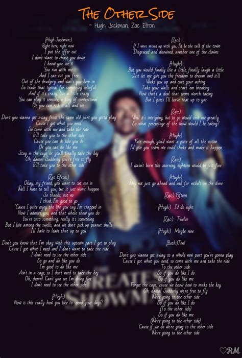 The Greatest Showman Lyrics (The Other Side) ~edits~@RM | Me too lyrics ...