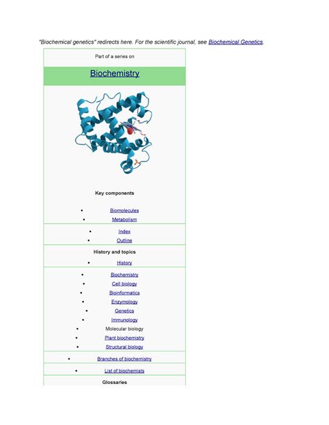 Biochemical genetics - Lecture notes 5 - "Biochemical genetics" redirects here. - Studocu