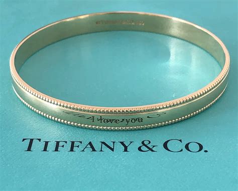 Tiffany & Co. Solid 18ct Yellow Gold Vintage I LOVE YOU Milgrain Brace – Catherine Trenton Jewellery