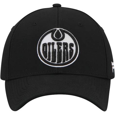 Men's Edmonton Oilers Black Blackout Alpha Structured Adjustable Hat ...