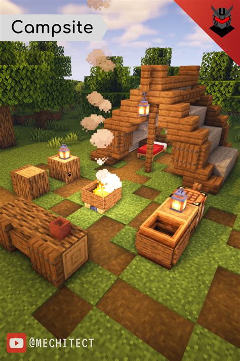 Minecraft Campsite | Minecraft farm, Minecraft house designs, Easy ...