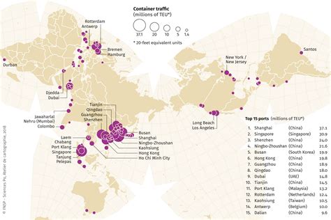 The top 100 container ports in the world, 2016 - World Atlas of Global ...