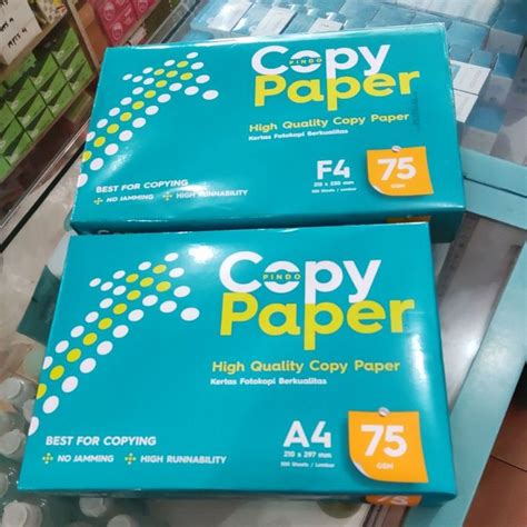 Jual Kertas HVS COPY PAPER 75GSM UKURAN A4/F4(PER 1RIM) ISI 500LEMBAR ...