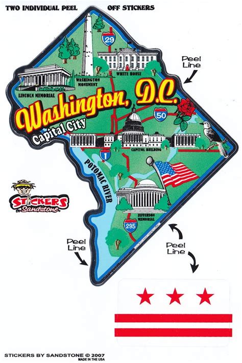 Washington, DC (District of Columbia) State Map Die Cut Sticker - Walmart.com - Walmart.com