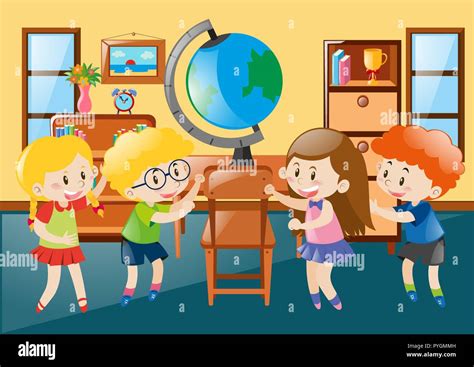 Children in geography classroom illustration Stock Vector Image & Art ...