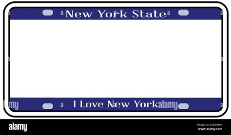 New York state license plate in the colors of the state flag over a ...