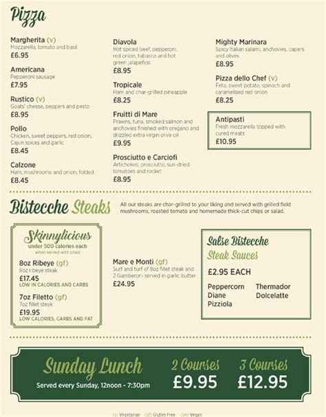 Menu at The Italian Farmhouse restaurant, Houghton le Spring