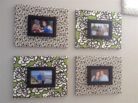 Fabric covered canvas picture frames. Fabric bought at Hobby Lobby. Picture frames from dollar ...