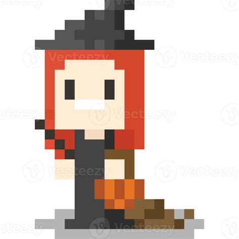 Pixel art kid in halloween witch cosplay suit 27190694 PNG