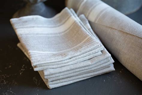 Pure Linen Kitchen Towels | White Stripes | Farmhouse Style