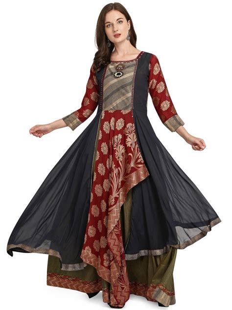 Navyaa Silk blend One Piece Gown, Traditional dress, Beautiful Ethnic Set for women, Indian ...