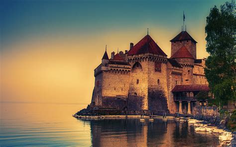 castillo, Ginebra, Suiza, Lago, Arquitecturas Wallpapers HD / Desktop and Mobile Backgrounds