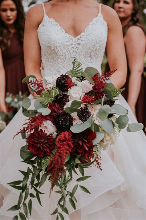 Deep Burgundy + Green Bridal Bouquet. #appleblossomflowers # ...