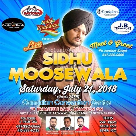 Sidhu Moose Wala Concert In Toronto at Canadian Convention Centre, Brampton, ON | Indian Event