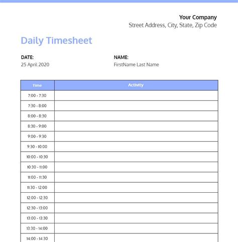 Google Sheets Timesheet Templates