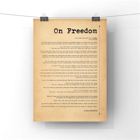 On Freedom Poster Print by Kahlil Gibran Poem About Freedom | Etsy