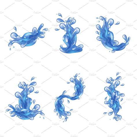 Blue water splash icons set | Pre-Designed Photoshop Graphics ~ Creative Market