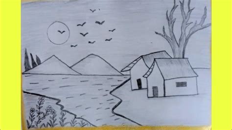 Natural Scenery Pencil Drawing For Kids