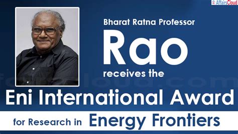 Bharat Ratna Prof CNR Rao Won the Energy Frontier Award 2020: 13th Eni ...