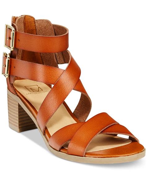 Material girl Danee Block Heel City Sandals, Only At Macy's in Orange | Lyst