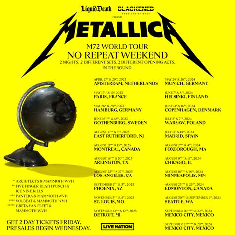 Metallica Announces M72 WORLD TOUR 2023 | setlist.fm