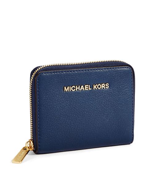 Lyst - Michael Michael Kors Bedford Leather Medium Ziparound Wallet in Blue