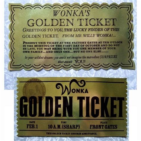 Golden Ticket from Willy Wonka and Charlie and the Chocolate