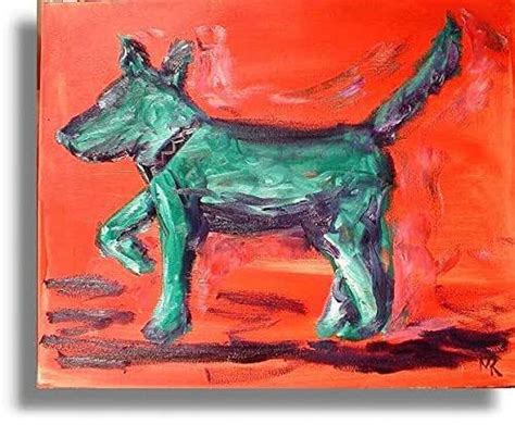 Amazon.com: 24" Original Paintings - Artwork GREEN DOG : Handmade Products