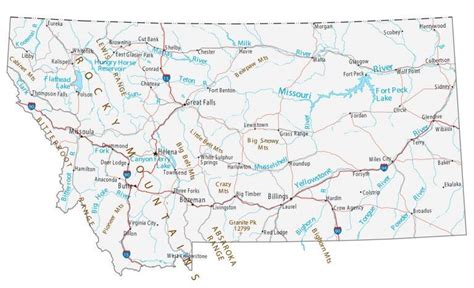 Montana Lakes and Rivers Map - GIS Geography