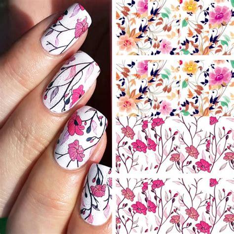 BORN PRETTY Pretty Flower Nail Art Water Decals BP W04 Transfer Nail ...