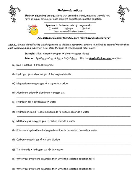 07 Skeleton Equations Worksheet - Biochemistry - DUHS - Studocu