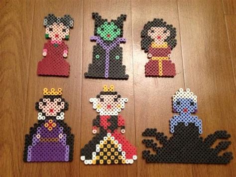 Disney Villains Perler Bead Sprites (Full set) | Perler bead disney ...