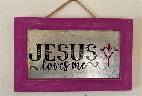 Jesus loves me sign inspirational sign wall decor fuchsia | Etsy