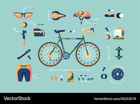 Bicycle equipment for cycling set Royalty Free Vector Image