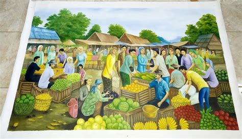 Fruit Market Painting Very Detailed With Vivid Vibrant - Etsy UK