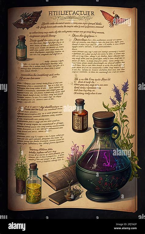 illustrations for a book about potions and spells Stock Photo - Alamy