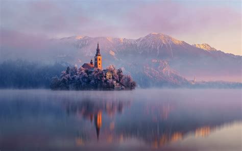 Lake Bled, Island, Church, Mountains, Mist, Reflection Wallpapers HD / Desktop and Mobile ...