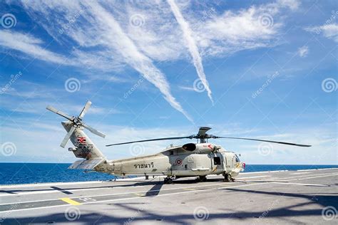 Sikorsky S-70B Sea Hawk Helicopter of Royal Thai Navy Parks Onthe Helicopter Deck of HTMS Chakri ...