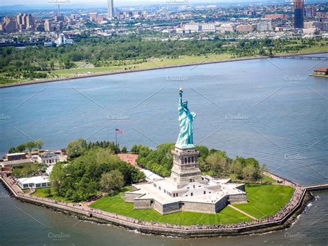 Statue of liberty from aerial view2 containing usa, ny, and nyc | High-Quality Architecture ...