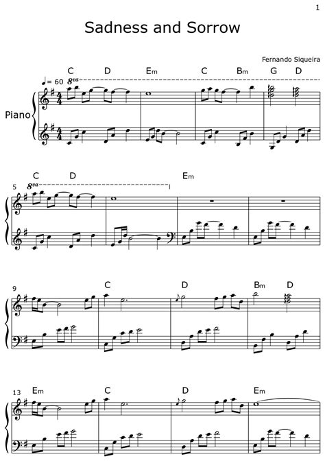 Sadness and Sorrow - Sheet music for Piano