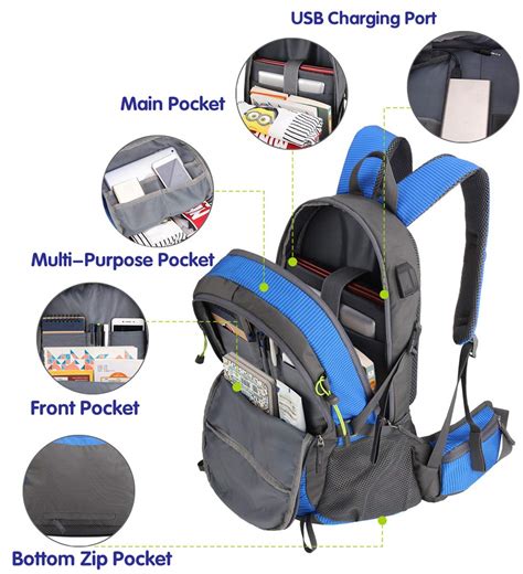 Reflective Strip Lightweight Waterproof Camping Trekking Rucksack with Rain Cover and USB ...