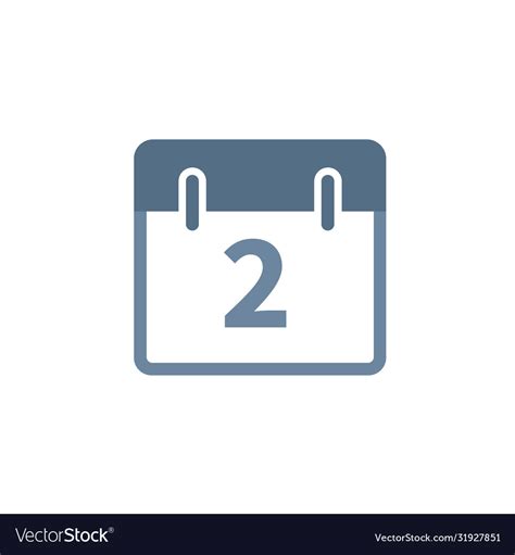 Icon calendar day - number 2 days year Royalty Free Vector