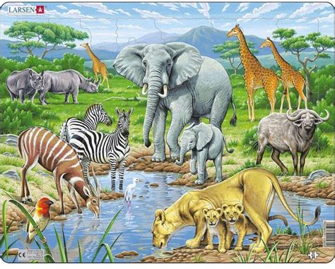 Springbok Larsen Puzzles African Savannah Educational Jigsaw Puzzle 65 Piece Tray Frame Style ...