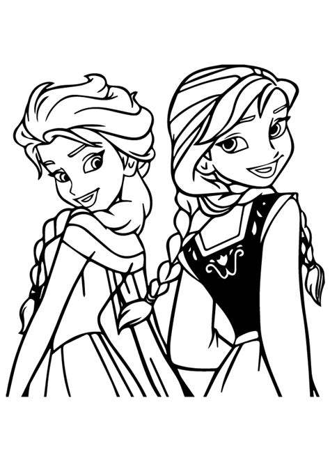 Elsa And Anna Coloring Page - Free Printable Coloring Pages for Kids