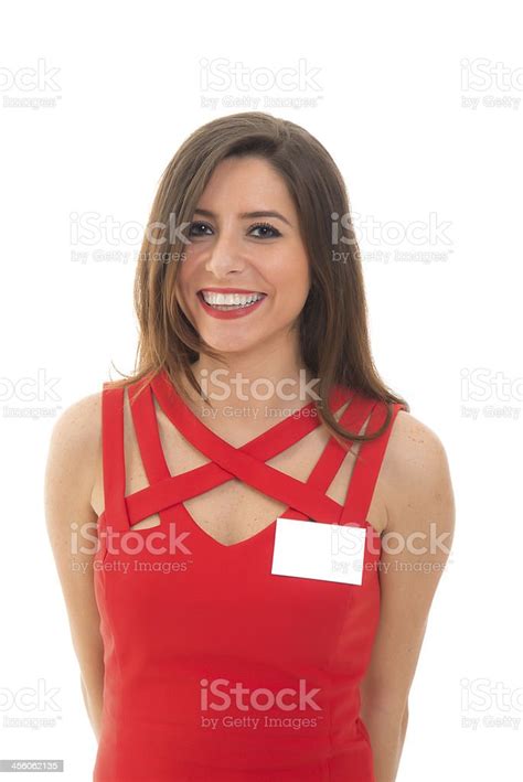 Empty Name Tag Stock Photo - Download Image Now - Badge, Businesswoman, Portrait - iStock