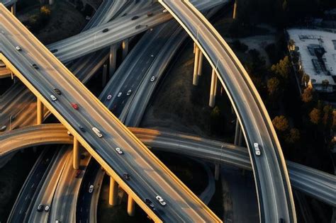 Premium AI Image | aerial view of a massive highway intersection in los angeles