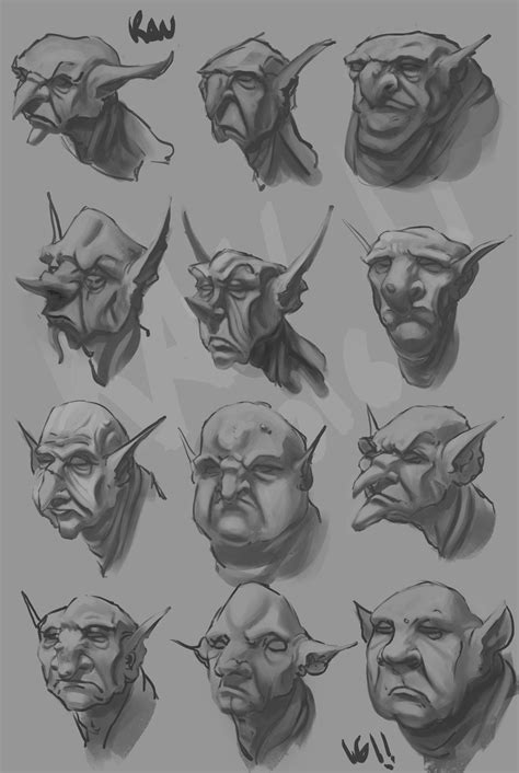 goblin faces rendering, David Serrano | Goblin, Drawings, Face drawing