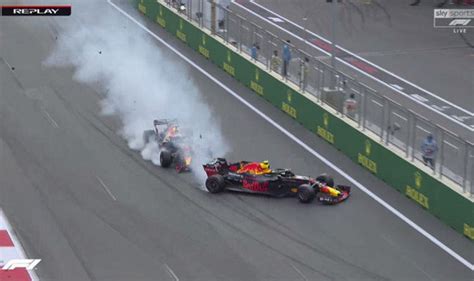 Red Bull crash: WATCH as Max Verstappen and Daniel Ricciardo COLLIDE in Baku | F1 | Sport ...