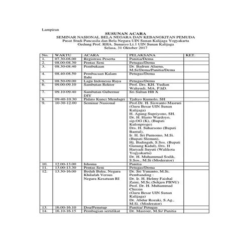 Contoh Tabel Susunan Acara Seminar - IMAGESEE