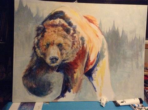 Grizzly bear acrylic painting | Painting, Grizzly bear, Acrylic painting